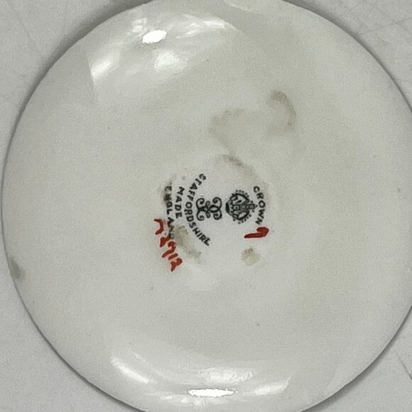 Crown Staffordshire Mini Teacup Saucer Set Floral Bird Gold Bone China England - Picture 4 of 14